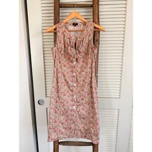 Vintage Talbots Petites Floral Print Sleeveless Button Front Dress 2P 00'S